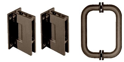 CRL Oil Rubbed Bronze Geneva Shower Pull and Hinge Set