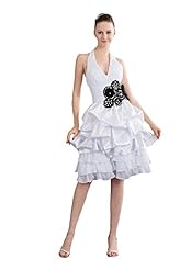 Sexy V-neck Halter Knee Length Taffeta Lace-Up Prom Dress/Party Dress 