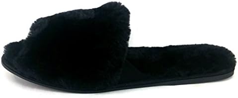 Tender Tootsies Women's Classic Plush Open Toe Scuff House Slipper (Large (8-9), Black)