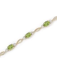 14kt Yellow Gold Oval Peridot and Diamond Bracelet