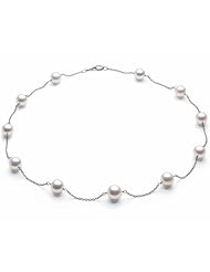 Bling Jewelry 14k White Gold Freshwater White Pearl Tin Cup Necklace