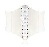 HOTER® Lace-up Corset Style Elastic Cinch Belt -White