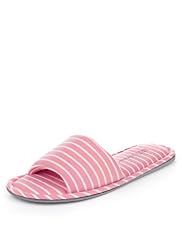 Open Toe Striped Mule Slippers
