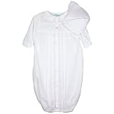 Preemie Boy Smocked White Batiste Sacque with Bonnet by Petit Ami