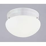 Westinghouse One-Light Flush Mount Mushroom Ceiling Fixture, White with White Opal Globe #64225
