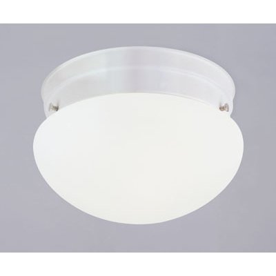 Westinghouse 64225 One-Light Flush Mount Mushroom Ceiling Fixture, White with White Opal Globe