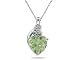 Green Amethyst & Diamond Heart Pendant in White Gold