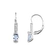 14K White Gold 0.08 ct. Diamond and 1 1/3 ct. Oval Shaped Aquamarine Earrings