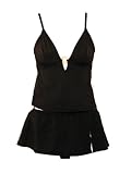 INC Black Skirted Tankini w/Gold Ring XS