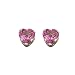 14k Gold Genuine 4mm Pink Topaz Heart Children's Earrings