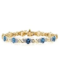 14k Yellow Gold Diamond and Sapphire Bracelet