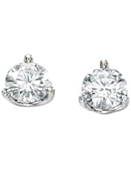 Created Moissanite Solitaire Earring 14K White Gold Pair 05.00mm=1Cttw
