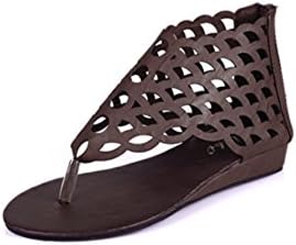 SANSEIJH Womens 1" Wedge Heels Sandals Gladiator Shoes Back Zipper Ankle Strap