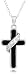 Jewelry : Sterling Silver Black Onyx Cross w/ Cubic Zirconia Pendant, 18'