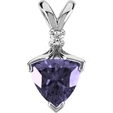 14K White Gold Tanzanite and Diamond Pendant