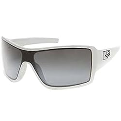 Fox Racing The Super Duncan Men's Fashion Sunglasses w/ Free B&F Heart Sticker Bundle - Polished White/Black Grey Gradient