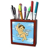 Angels - Angel Peace Brunet - Tile Pen Holders-5 inch tile pen holder