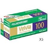 Fujifilm Fujichrome Velvia RVP 100 Color Slide Film, ISO 100, 120 Size, 5 Pack, Transparency, U.S.A.