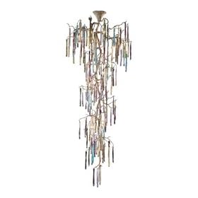 Elk Lighting 1708/21 21 Light Chandleier In Silvered Bronze With Multi-Colored Glass Accents