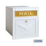 Cast Aluminum Column Mailbox - Locking - Eagle Door - White