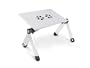 Lavolta Supporto Tavolino Pieghevole per DJ Notebook PC Portatile con Piattaforma per Mouse e Sistema di Raffreddamento - 2x Ventole - Alluminio - Argento