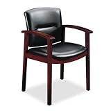 HON 5000 Series Park Avenue Guest Chair (Black Leather/Mahogany Finish)