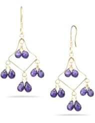 12.60 Cts Amethyst Briolette Earrings in 18K Yellow Gold