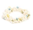3 Strand White and Multicolor Cultured Freshwater Pearl Stretch Bracelet