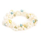 Cultured Pearl Sterling Silver Bracelet, Stretch, 4-6mm 3-Strand White and Multicolor Pearl
