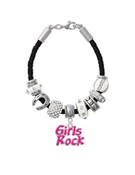 Hot Pink Girls Rock on a White Love & Luck Beaded Bracelet [Jewelry] Delight
