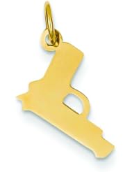 14K Gold Gun Charm Pistol Handgun Pendant Jewelry