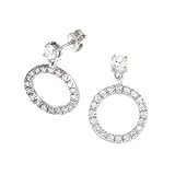 Sterling Silver Cubic Zirconia CZ Eternity Circle Dangle Earrings
