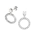 Sterling Silver Cubic Zirconia CZ Eternity Circle Dangle Earrings