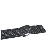 111-Key USB Flexible Roll-Up Silicone Keyboard (Black)