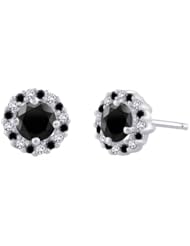 10K White Gold 1 ct. Black and White Diamond Earrings (Higher Quality)