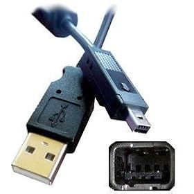 Fuji Fujifilm USB camera cable lead for Finepix 1300, 1400, 2200, 2300, 2400, 2600, 2800, 4700, 4800, 4900, 6800, 6900, 30i, 40i, 50i, A101, A201, A202, A203, A204, A303, A403, F401, F410, F601, M603, S1 Pro, S2 Pro, S3000, S304, S3100, S3500, S602 Pro Zoom Camera