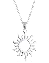 VINANI brand Germany 925 Sterling Silver Women Pendant Sun matte/shiny with Cable Link Chain Necklace ASON-T