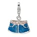 Genuine IceCarats Designer Jewelry Gift Sterling Silver 3-D Enameled Blue Jean Shorts W/Lobster Clasp Charm