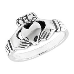 Sterling Silver Antiqued Claddagh Ring