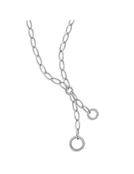 16" + 1" Extension Rhodium Plated Necklace with 2 CZ Rings on an Oval Chain
