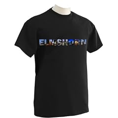 T-Shirt EC183 sch�nes T-Shirt schwarz L mit farbigem Brustaufdruck Herren mit St�dtenamen Elmshorn