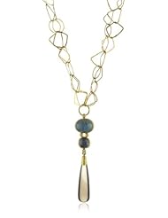 Julieli "Metaform" Aquamarine and Smoky quartz 18k Gold Chain Diamond Long Pendant Necklace