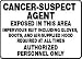 CANCER-SUSPECT AGENT EXPOSED IN THIS AREA IMPERVIOUS SUIT INCLUDING GLOVES BOOT