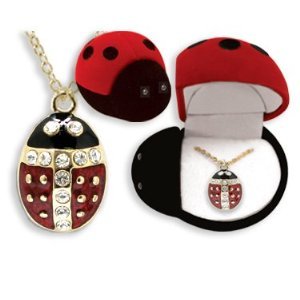 Ladybug Crystal Pendant Necklace In Gift Box