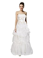 Strapless Dots Print Organza  Wedding Dress  With a Bow(s)