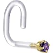 18 Gauge 1/4" Yellow Gold 1.5mm Genuine Amethyst Bioplast Nose Ring
