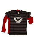 American Apparel 2 Pack for Kids - Baby Rib Long Sleeve Tee in Red (size 4T) and Mama & Dada Black Stripe Tee - Ships in 24 Hours!