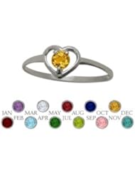 10 Karat White Gold Genuine Citrine Solitaire Gem Round Shape Baby Ring