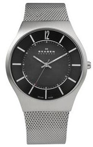 Skagen #833XLSSB1 Men's Black Dial Super Slim Mesh Band Watch