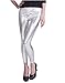 HDE Silver Shiny Leggings for Women Metallic Wet Look Pants